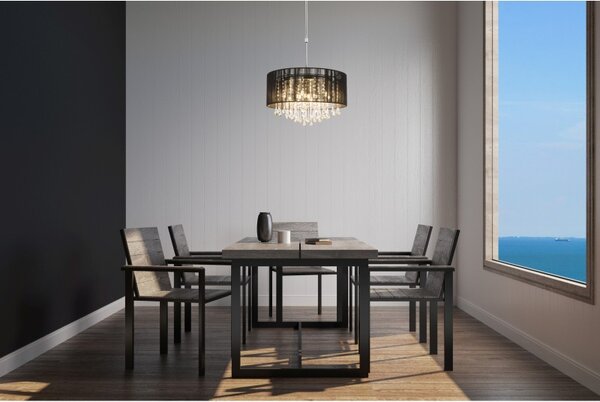 Globo 15095H závesné stropné svietidlo Bagana 12x3W | G9 LED | 840lm | 3000K - nastaviteľná výška, žiarovky súčasťou balenia, chróm, čierna, krištáľ