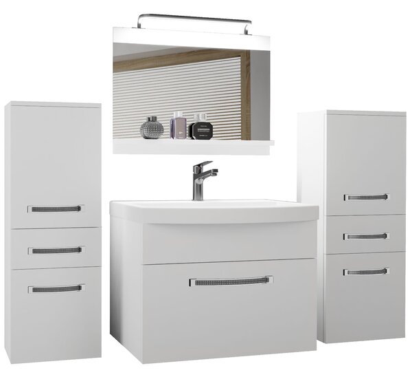 Kúpeľňový nábytok Belini Premium Full Version biely mat + umývadlo + zrkadlo + LED osvetlenie Glamour 58
