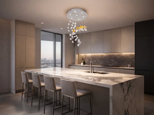 LED krištáľové stropné svietidlo AVARA LED/24W/230V, priemer 40 cm, lesklý chróm + diaľkové ovládanie