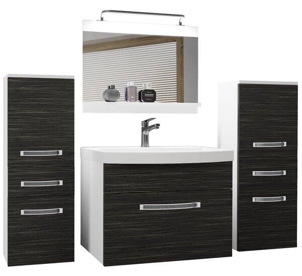 Kúpeľňový nábytok Belini Premium Full Version eben kráľovský + umývadlo + zrkadlo + LED osvetlenie Glamour 59