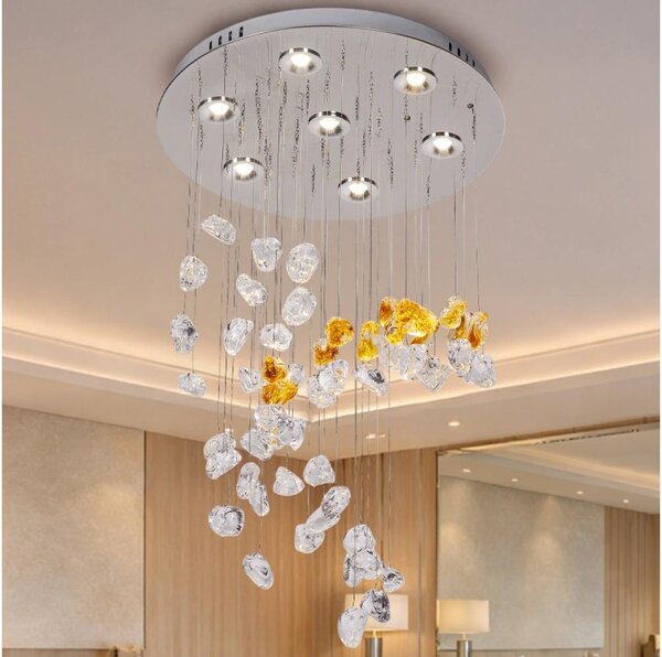 LED krištáľové stropné svietidlo AVARA LED/24W/230V, priemer 40 cm, lesklý chróm + diaľkové ovládanie