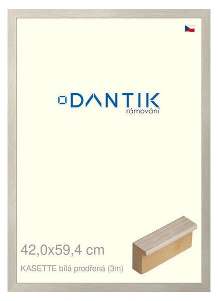 DANTIK rám na obraz 42x59,4 | KASSETTE bílá prodřená (Plexi Čiré)