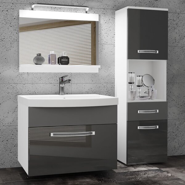 Kúpeľňový nábytok Belini Premium Full Version šedý lesk / šedý mat + umývadlo + zrkadlo + LED osvetlenie Glamour 53 Výrobca