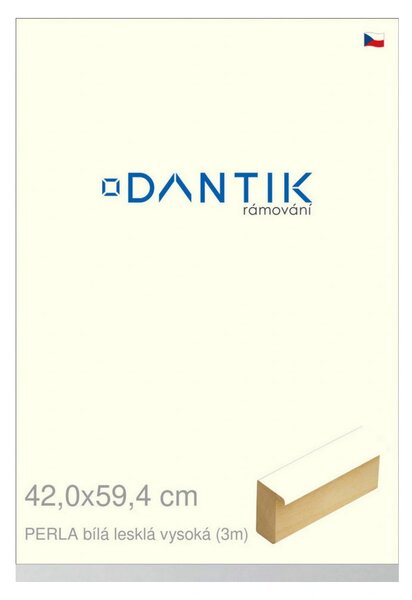 DANTIK rám na obraz 42x59,4 | PERLA bílá lesklá vysoká (Plexi Čiré)