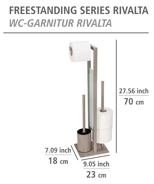 Svetlohnedý stojan na toaletný papier s WC kefou Wenko Rivalta