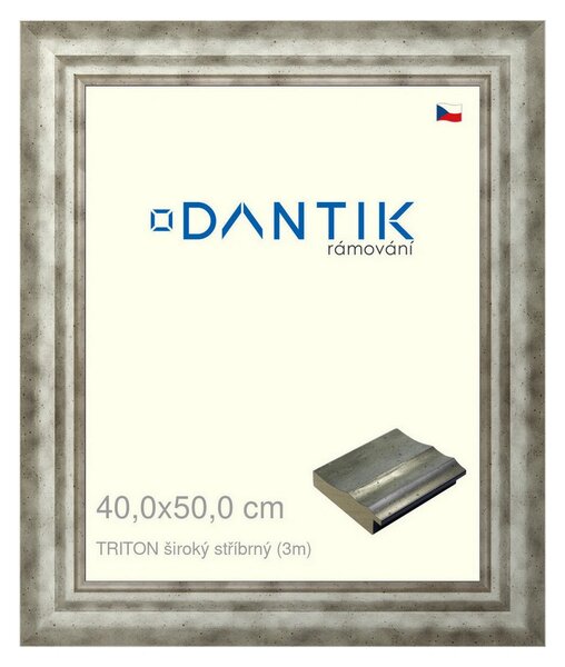 DANTIK rám na obraz 40x50 | TRITON široký stříbrný (Plexi Čiré)