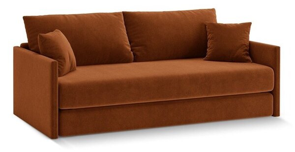 Zamatová rozkladacia pohovka v terakotovej farbe 209 cm Shannon – Cosmopolitan Design