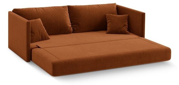 Zamatová rozkladacia pohovka v terakotovej farbe 209 cm Shannon – Cosmopolitan Design