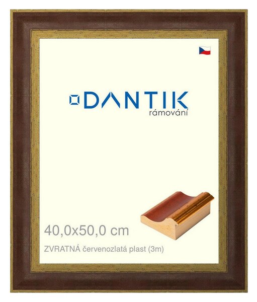 DANTIK rám na obraz 40x50 | ZVRATNÁ červenozlatá plast (Plexi Čiré)