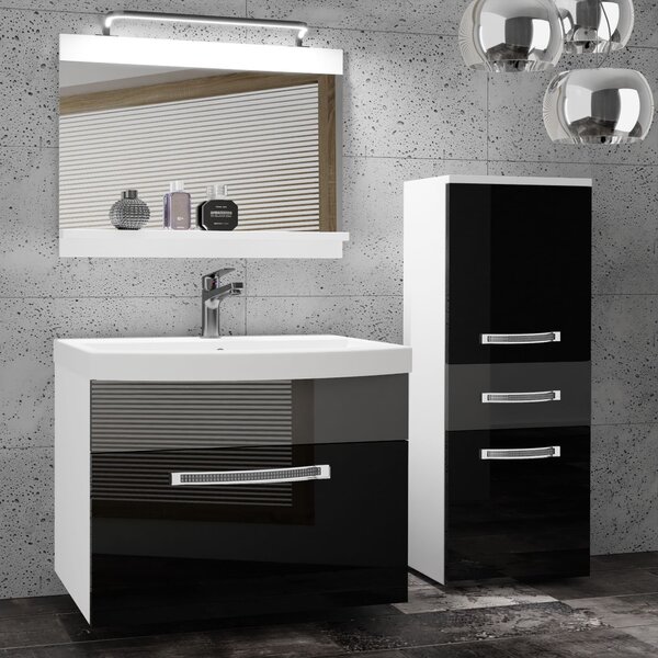 Kúpeľňový nábytok Belini Premium Full Version čierny lesk / šedý lesk + umývadlo + zrkadlo + LED osvetlenie Glamour 30 Výrobca