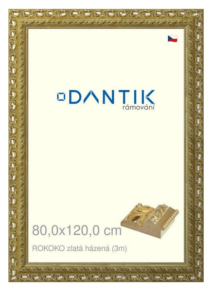 DANTIK rám na obraz 80x120 | ROKOKO zlatá házená (Plexi Čiré)