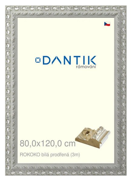 DANTIK rám na obraz 80x120 | ROKOKO bílá prodřená (Plexi Čiré)