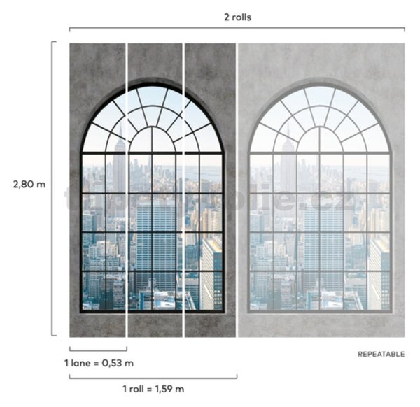 Vinylové fototapety na stenu MURALE ML6201, okno s výhľadom na New York, rozmer 1,59 m x 2,8 m, Grandeco