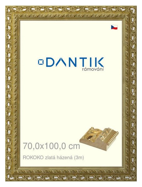 DANTIK rám na obraz 70x100 | ROKOKO zlatá házená (Plexi Čiré)