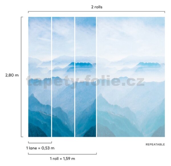 Vinylové fototapety na stenu MURALE ML1101, hory v oblakoch, rozmer 1,59 m x 2,8 m, Grandeco