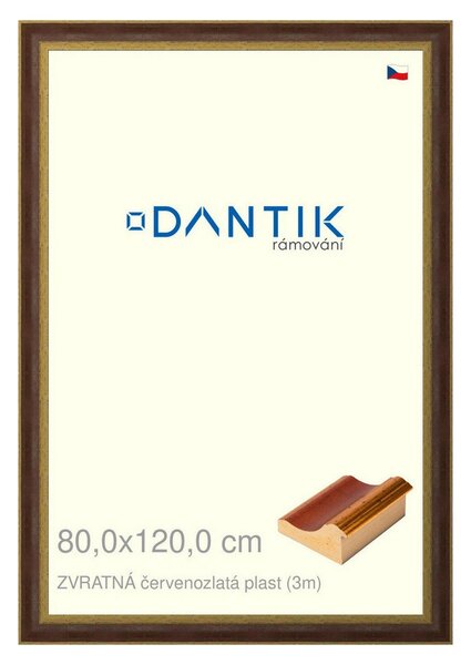 DANTIK rám na obraz 80x120 | ZVRATNÁ červenozlatá plast (Plexi Čiré)