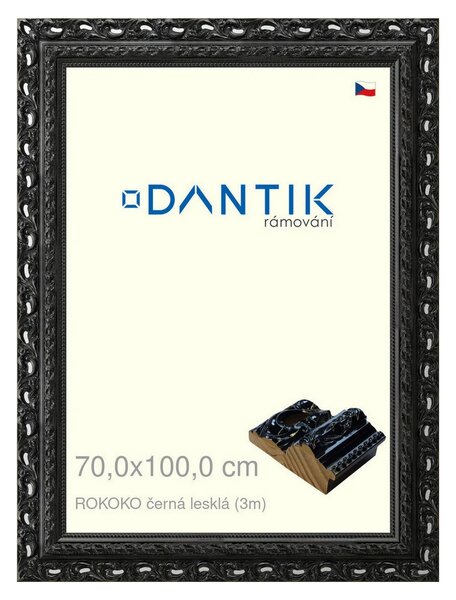 DANTIK rám na obraz 70x100 | ROKOKO černá lesklá (Plexi Čiré)