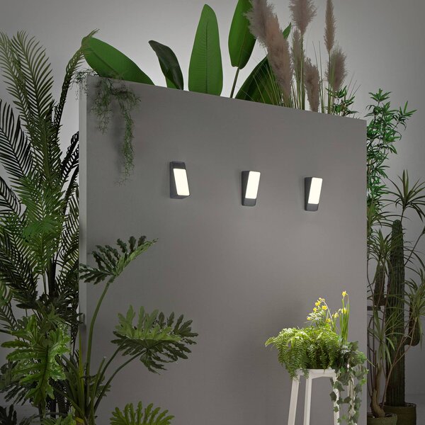 LED vonkajšie nástenné svietidlo Coupe, antracitová, výška 20 cm, kov, Čierna, Hliník, Moderný, Nástenné svietidlo
