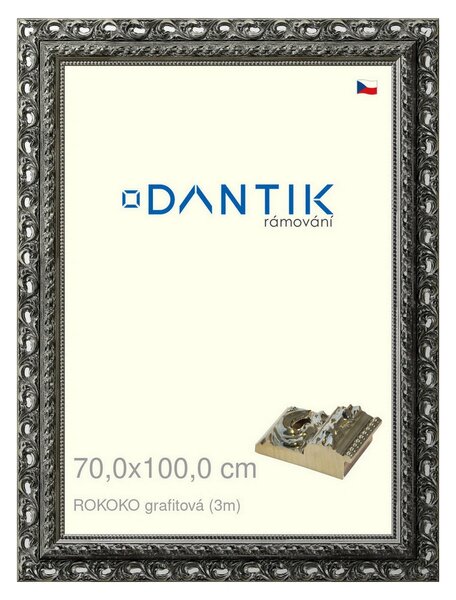 DANTIK rám na obraz 70x100 | ROKOKO grafitová (Plexi Čiré)