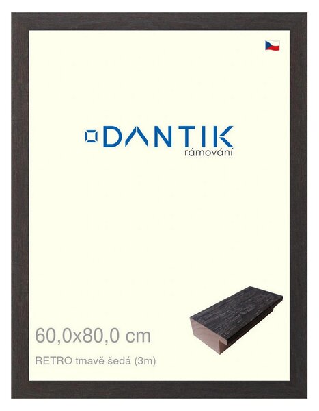 DANTIK rám na obraz 60x80 | RETRO tmavě šedá (Plexi Čiré)