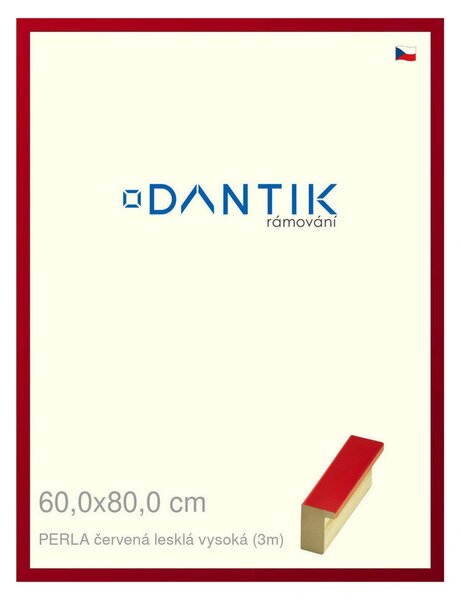 DANTIK rám na obraz 60x80 | PERLA červená lesklá vysoká (Plexi Čiré)