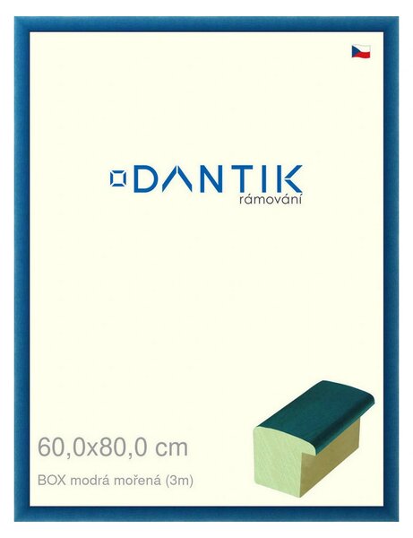 DANTIK rám na obraz 60x80 | BOX modrá mořená (Plexi Čiré)