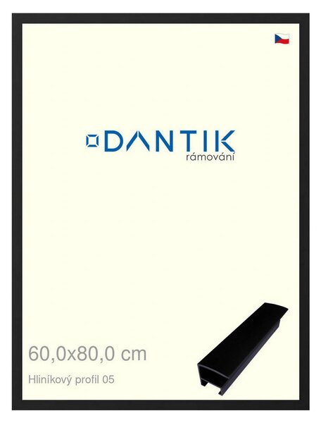 DANTIK rám na obraz 60x80 | ALU Černá matná (Plexi Čiré)