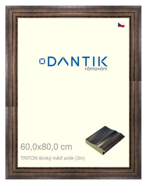 DANTIK rám na obraz 60x80 | TRITON široký měď antik (Plexi Čiré)