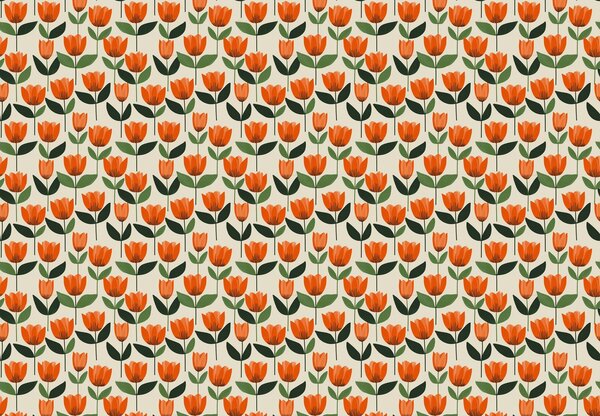 Fototapeta - Vzor s tulipánmi (147x102 cm)