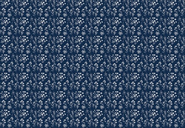 Fototapeta - Kvetinový vzor na modrom pozadí (147x102 cm)