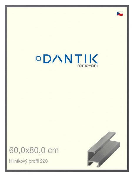 DANTIK rám na obraz 60x80 | ALU Ocelová (Plexi Čiré)