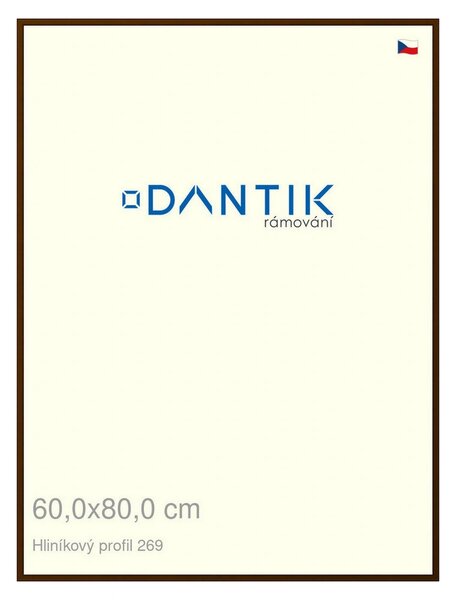 DANTIK rám na obraz 60x80 | ALU Hnědá umbra broušená (Plexi Čiré)