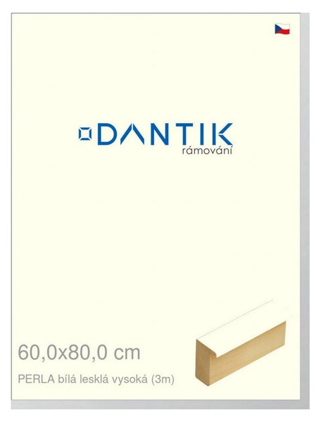 DANTIK rám na obraz 60x80 | PERLA bílá lesklá vysoká (Plexi Čiré)