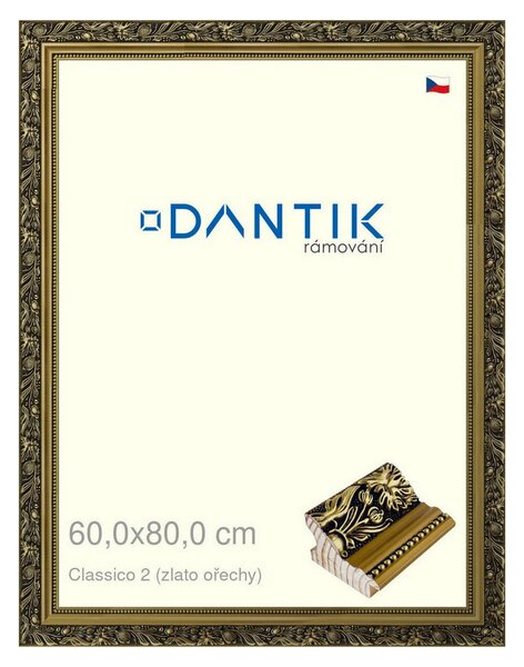 DANTIK rám na obraz 60x80 | Claico 2 (zlato ořechy) (Plexi Čiré)