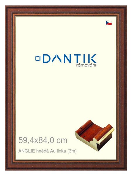 DANTIK rám na obraz 59,4x84 | ANGLIE hnědá Au linka (Plexi Čiré)