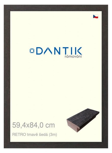 DANTIK rám na obraz 59,4x84 | RETRO tmavě šedá (Plexi Čiré)
