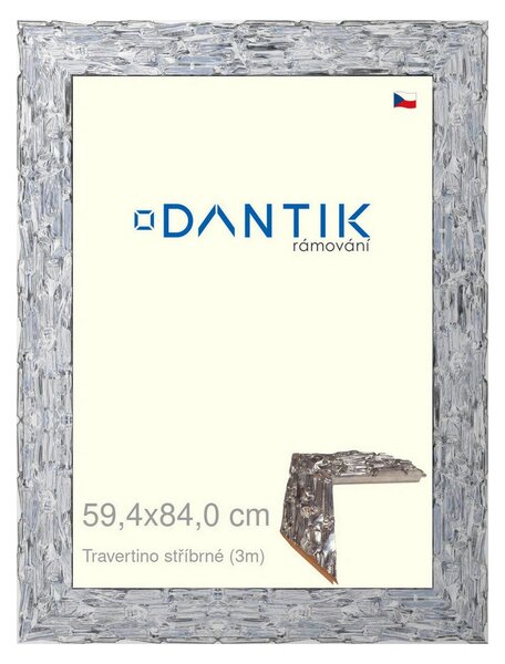 DANTIK rám na obraz 59,4x84 | TRAVERTINO stříbrné (Plexi Čiré)