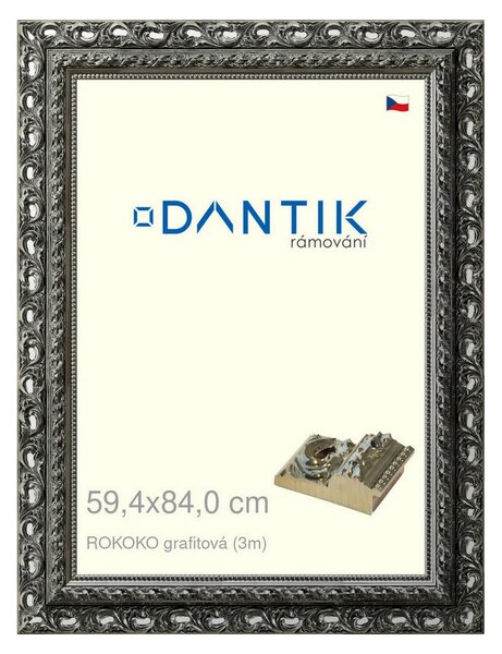 DANTIK rám na obraz 59,4x84 | ROKOKO grafitová (Plexi Čiré)