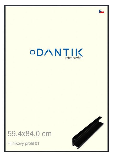 DANTIK rám na obraz 59,4x84 | ALU Černá matná (Plexi Čiré)
