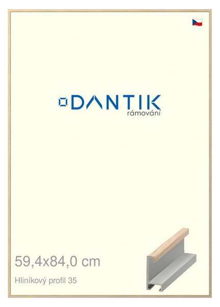 DANTIK rám na obraz 59,4x84 | ALU Dýha dub raw (Plexi Čiré)
