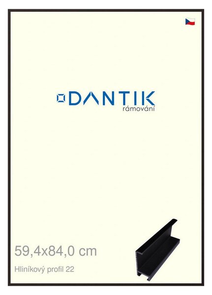 DANTIK rám na obraz 59,4x84 | ALU Černá matná (Plexi Čiré)