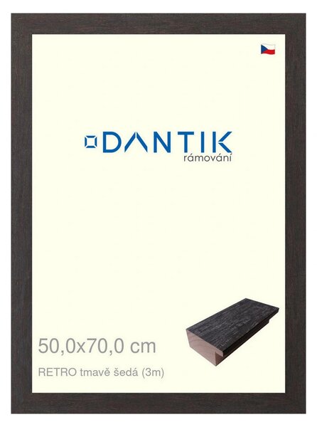 DANTIK rám na obraz 50x70 | RETRO tmavě šedá (Plexi Čiré)
