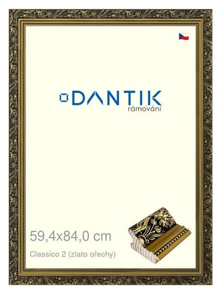 DANTIK rám na obraz 59,4x84 | Claico 2 (zlato ořechy) (Plexi Čiré)