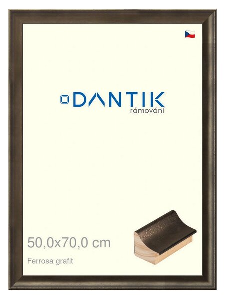 DANTIK rám na obraz 50x70 | Ferrosa grafit (Plexi Čiré)