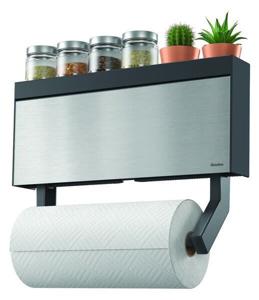 Nástenný držiak na kuchynské utierky a fólie Metaltex Tango Inox