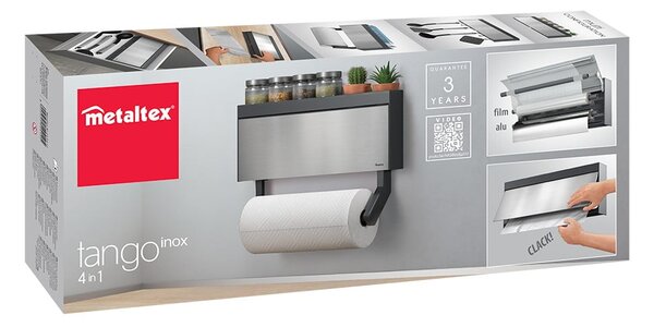 Nástenný držiak na kuchynské utierky a fólie Metaltex Tango Inox