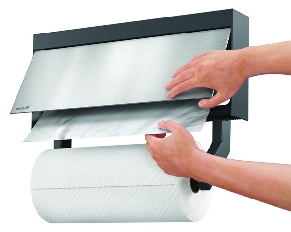 Nástenný držiak na kuchynské utierky a fólie Metaltex Tango Inox