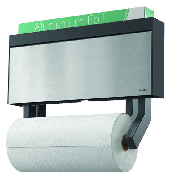 Nástenný držiak na kuchynské utierky a fólie Metaltex Tango Inox