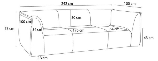 Béžová menčestrová pohovka 242 cm Giorgia – Bobochic Paris
