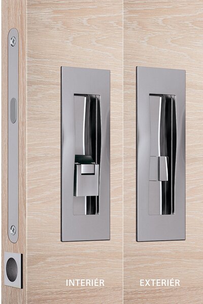 Mušle na posuvné dvere TWIN SADA KIT QUATRO (CH), Otvor na cylindrickú vložku PZ, Twin CH (chróm lesklý)